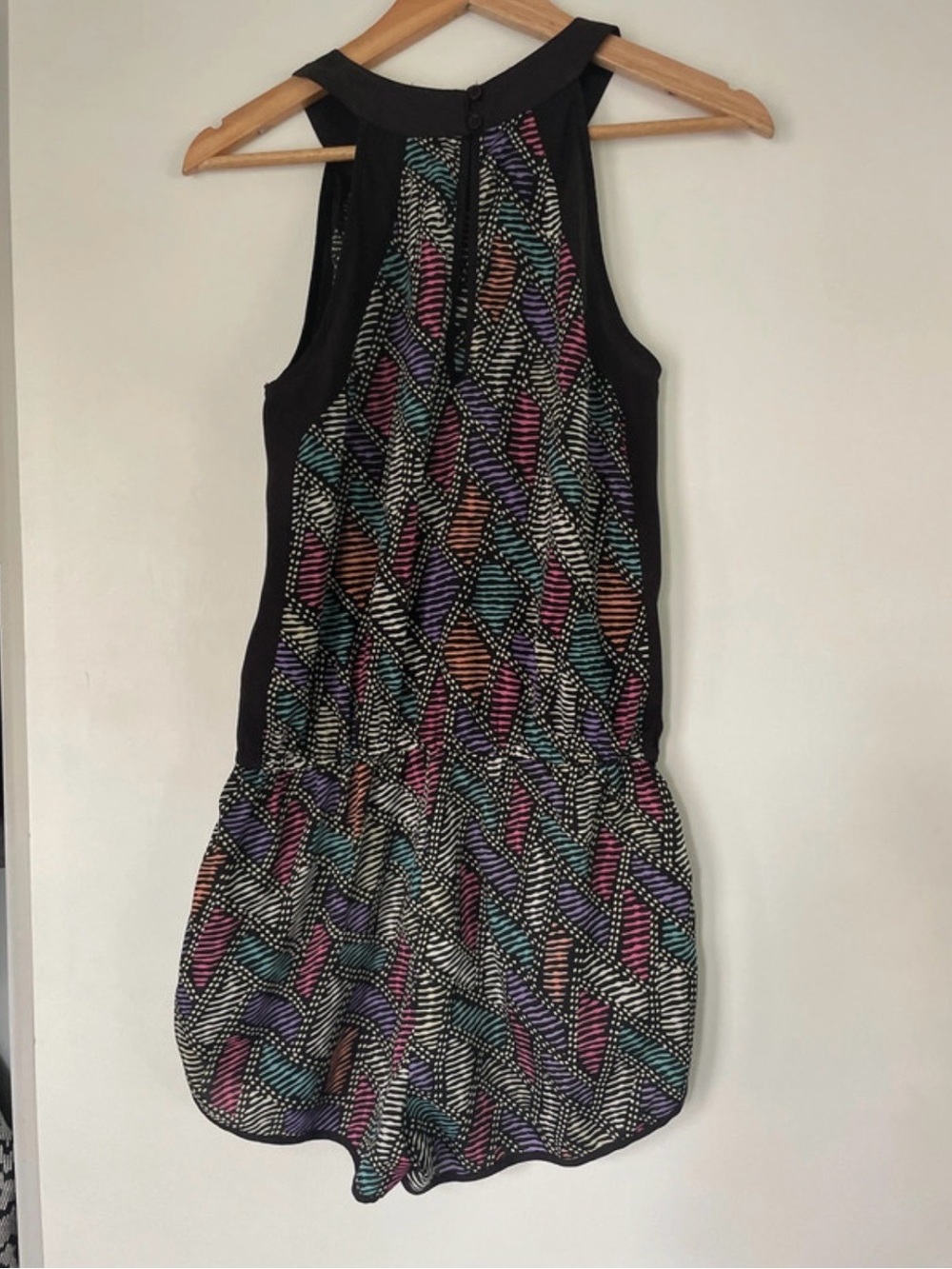 stradivarius Black Multicolor Geometric Halter Romper - Picture 4 of 5